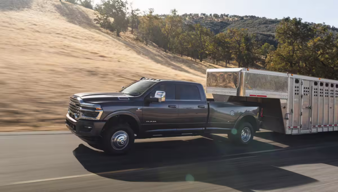 The 2026 RAM 3500 pulling a trailer