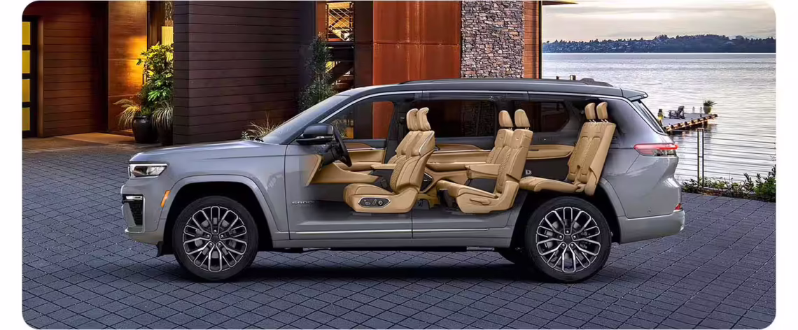 2026 Jeep Grand Cherokee L side view showing interior